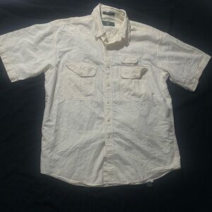 Orvis Men's Vintage Cream Colored Polo Short Sleeve Shirt Size Large